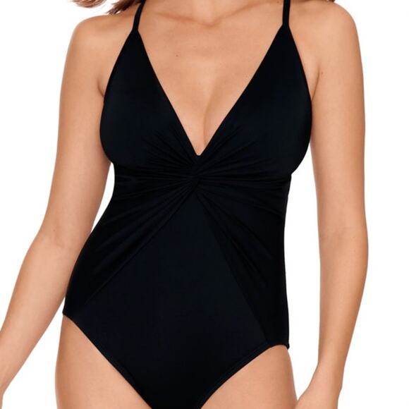Time and Tru Women's and Women's  Twist Knot One Piece Swimsuit size M NWT - Picture 2 of 7